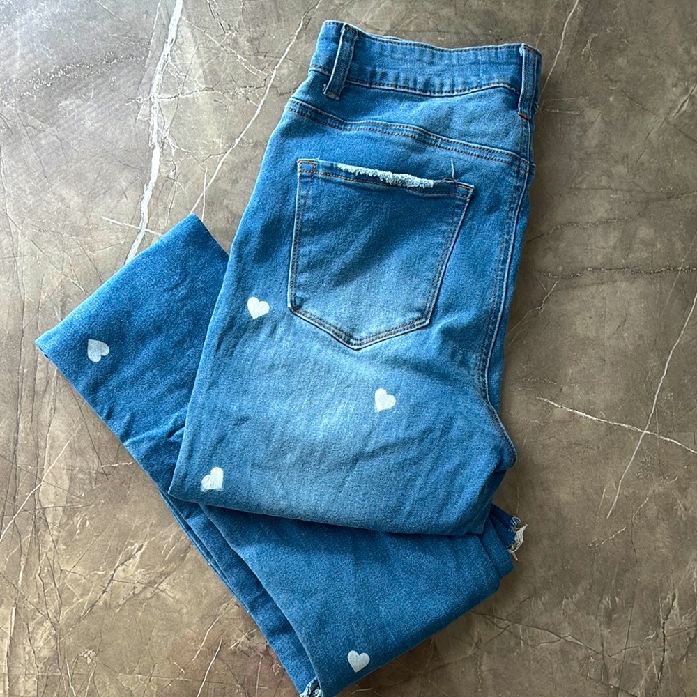 Blue Jeans with Heart Accents